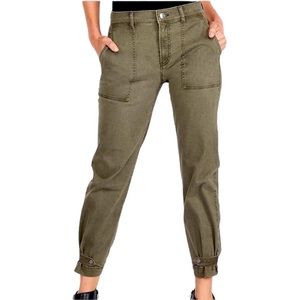 Express cropped straight, high-rise Chino jogger pants, green size four